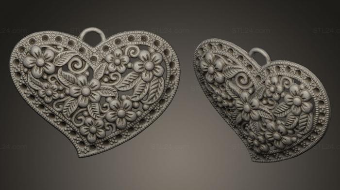 Jewelry (Heart pendant, JVLR_0016) 3D models for cnc